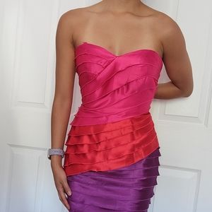 Satin strapless bodycon dresss